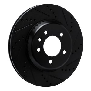 Land Rover Defender 90 Brake Rotor (1) - Rear Right - R1 Concepts - Drilled & Slotted - Black - `20-`25